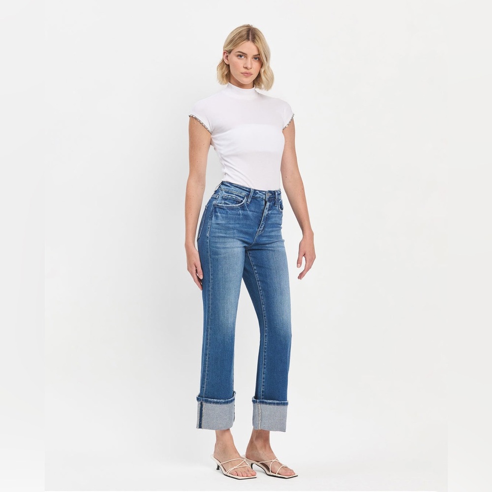 FLYING MONKEY Blue Fairy 90's Vintage Cuffed Flare Jeans ❤️NWT❤️IN STORES - Picture 5 of 5